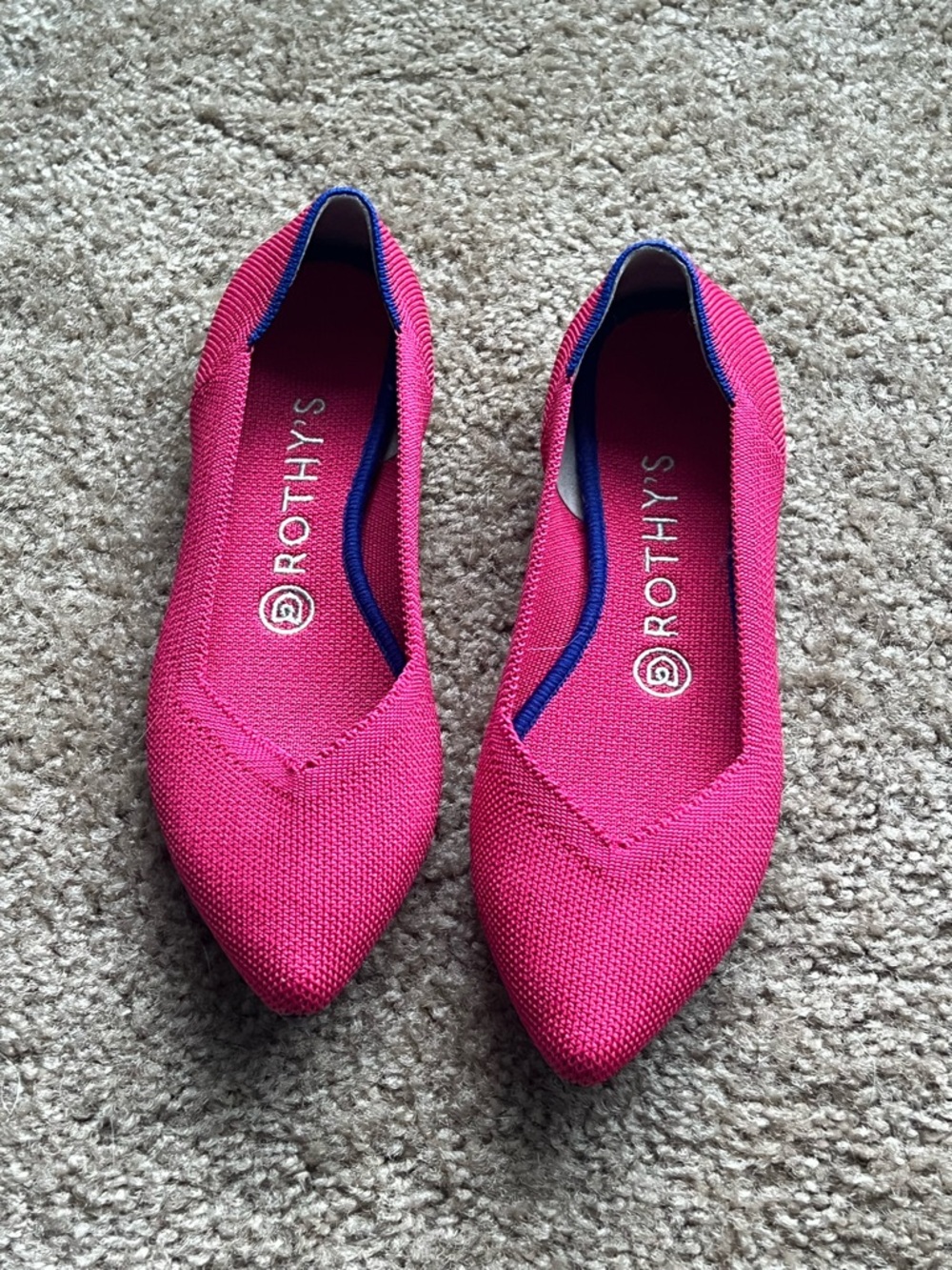 Rothy's Bright Pink Pointed Knit Flats